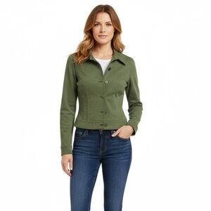 CACHE vintage green Stretch Fitted Military-Inspired blazer Jacket size 6